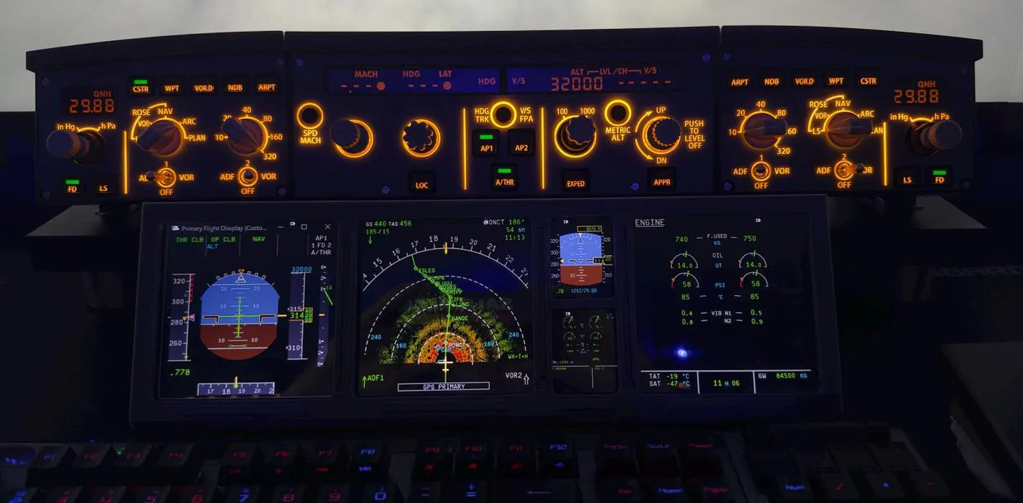 Flight Simulator Instrument Panel for Corsair Xenon Screen | Realistic Cockpit Overlay Upgrade
