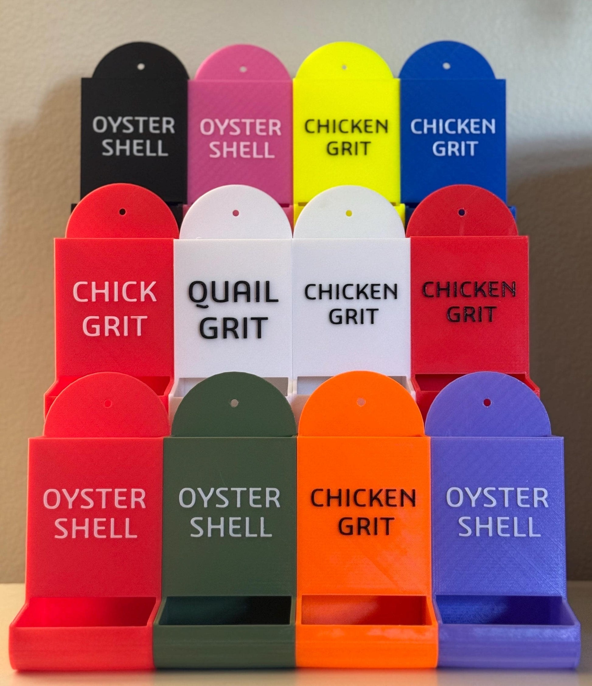 Chicken Oyster Shell/Grit Feeder – 3D Printed, Mess-Free Design for Backyard Poultry - Customizable
